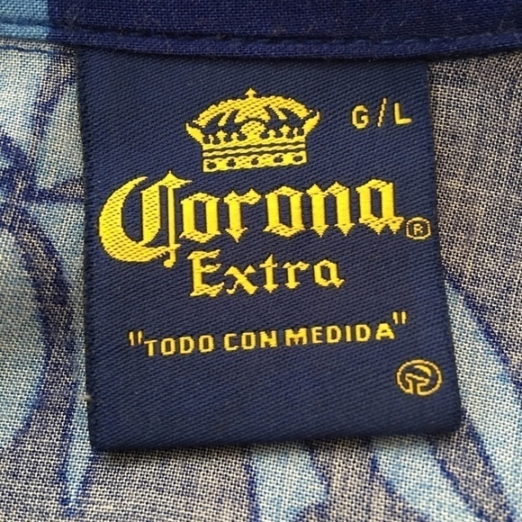 CORONA Extra Beer 100% Rayon Hawaiian Tiki Shirt Short Sleeve - Picture 8 of 12